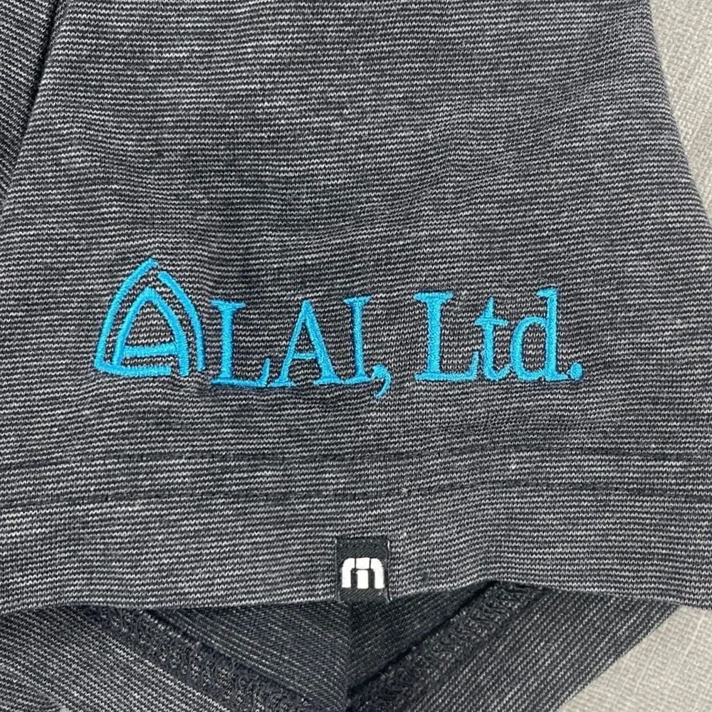 TravisMathew Mens XL Charcoal Gray Polo Shirt Heathered Short Sleeve Logo